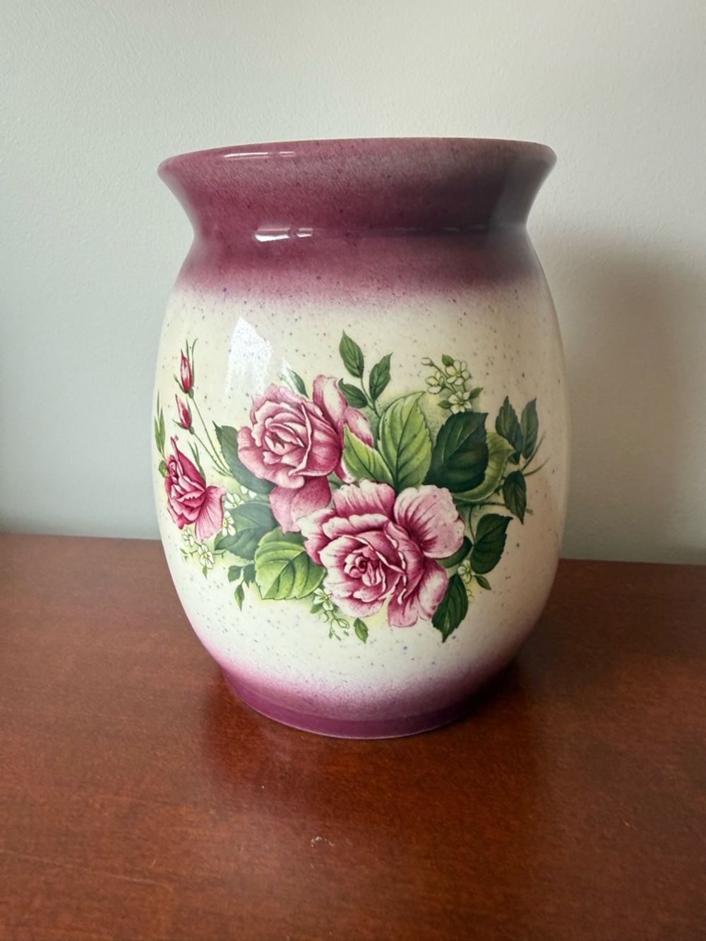 Decorative Pink Rose Hand Spun and Glazed Ceramic‎ Vase - Grandmacore